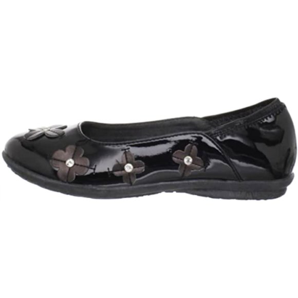NEW Hush Puppies Kid Sophian Patent Rhinestone Embellished Clover Ballet Flat - Picture 3 of 8